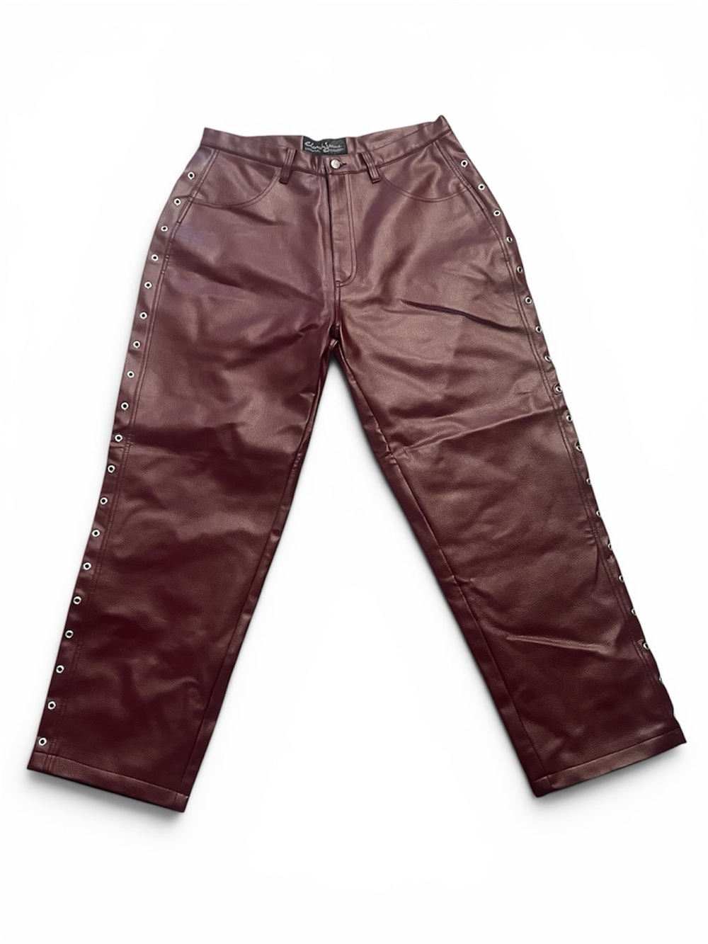 Clench Jeans Burgundy Faux Leather Pants